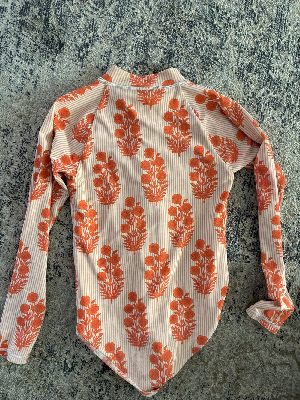 Kids Long-Sleeve Floral Print Top - Orange